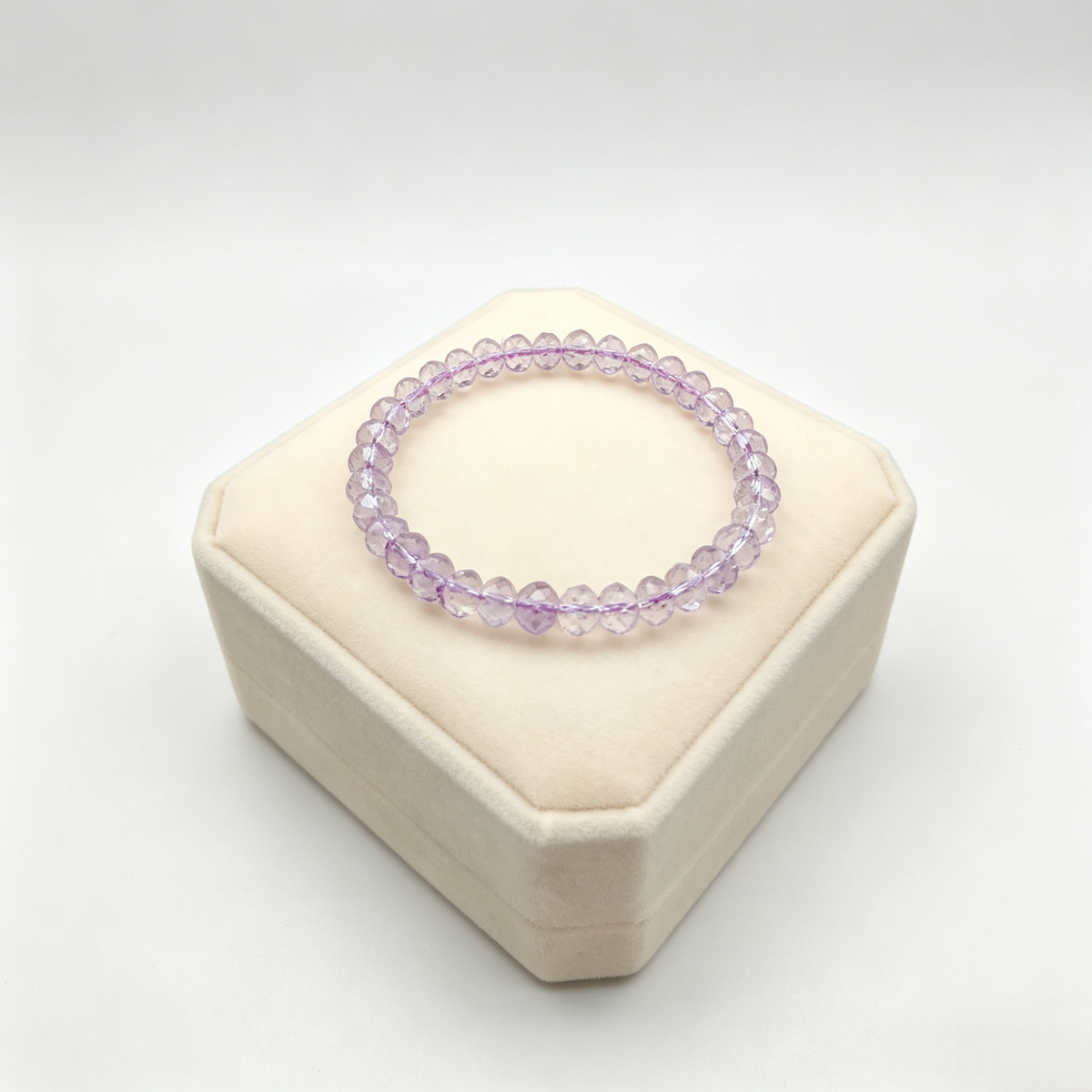 Hi‑BLING Natural Lavender Amethyst Crystal Bracelet | Faceted round beads