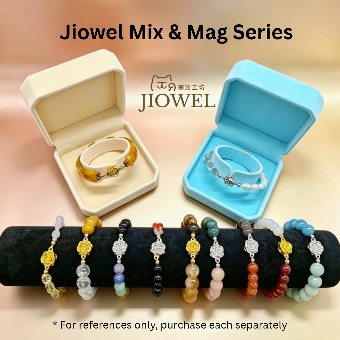 Jiowel Mix & Mag Amethyst + Citrine Natural Raw Stone Bracelet