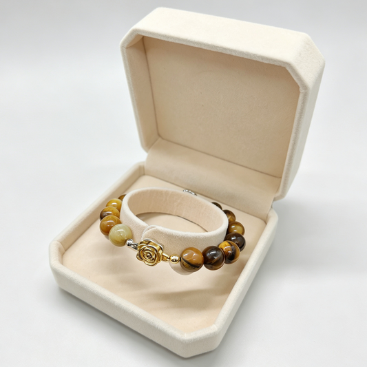 Jiowel Mix & Mag Gilded Tiger Eye Duo Bracelet