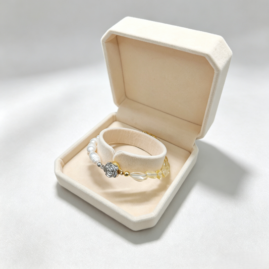 Jiowel Mix & Mag Freshwater Pearl Natural Raw Stone + Citrine Natural Raw Stone Bracelet