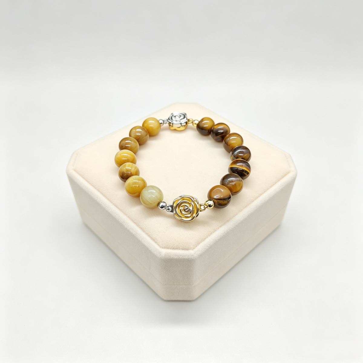 Jiowel Mix & Mag Gilded Tiger Eye Duo Bracelet