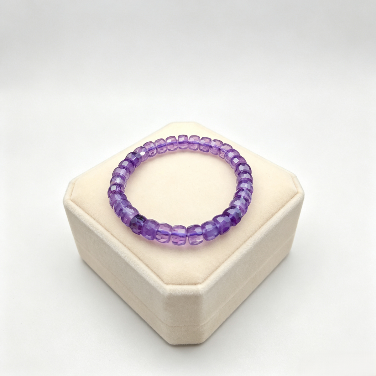Hi‑BLING Natural Lavender Amethyst Crystal Bracelet | Faceted wheel/rondelle Beads