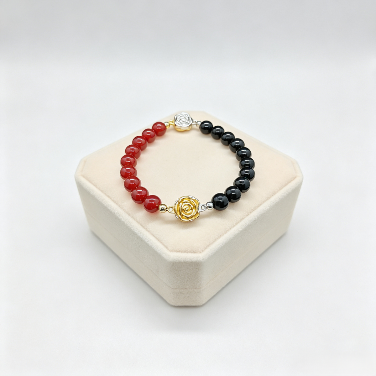 Jiowel Mix & Mag Black Obsidian & Carnelian Bracelet