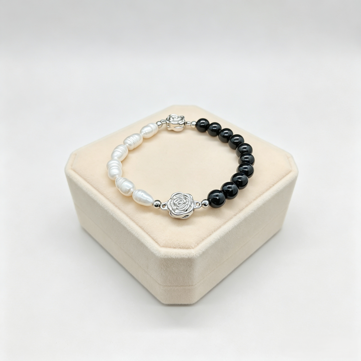 Jiowel Mix & Mag Black Obsidian & Freshwater Pearl Bracelet