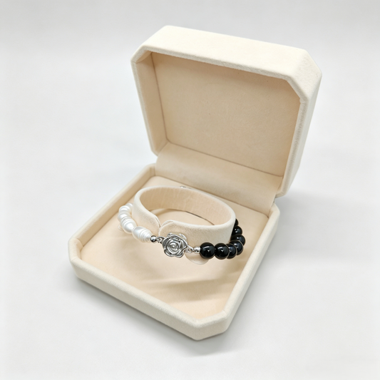 Jiowel Mix & Mag Black Obsidian & Freshwater Pearl Bracelet