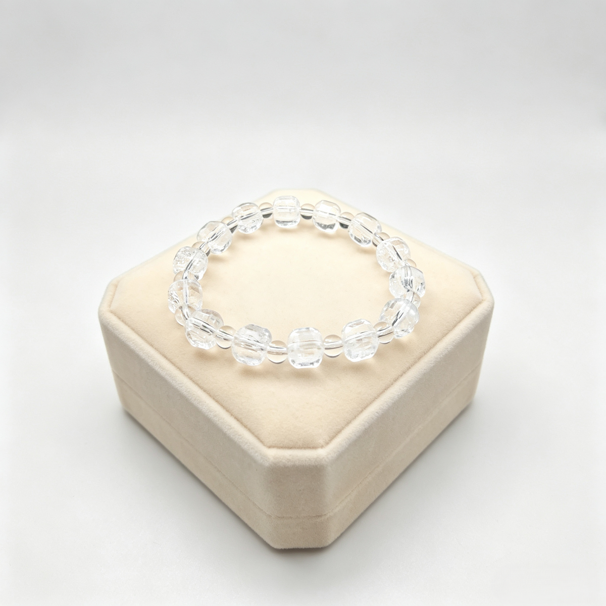 Hi‑BLING Natural Clear Quartz Crystal Bracelet | Faceted round beads