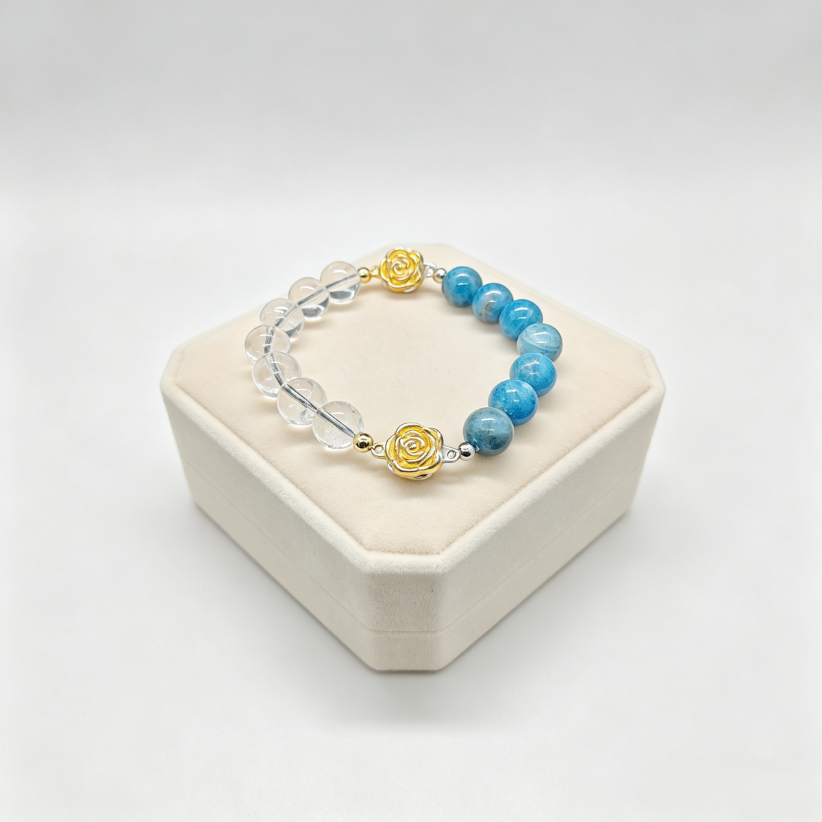 Jiowel Mix & Mag Clear Quartz + Blue Apatite Braclet