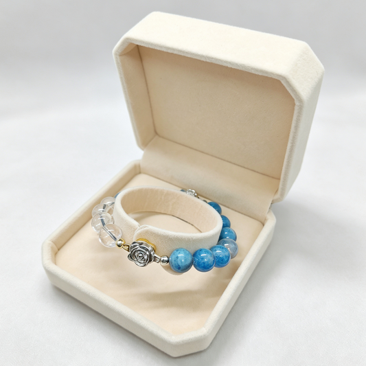 Jiowel Mix & Mag Clear Quartz + Blue Apatite Braclet