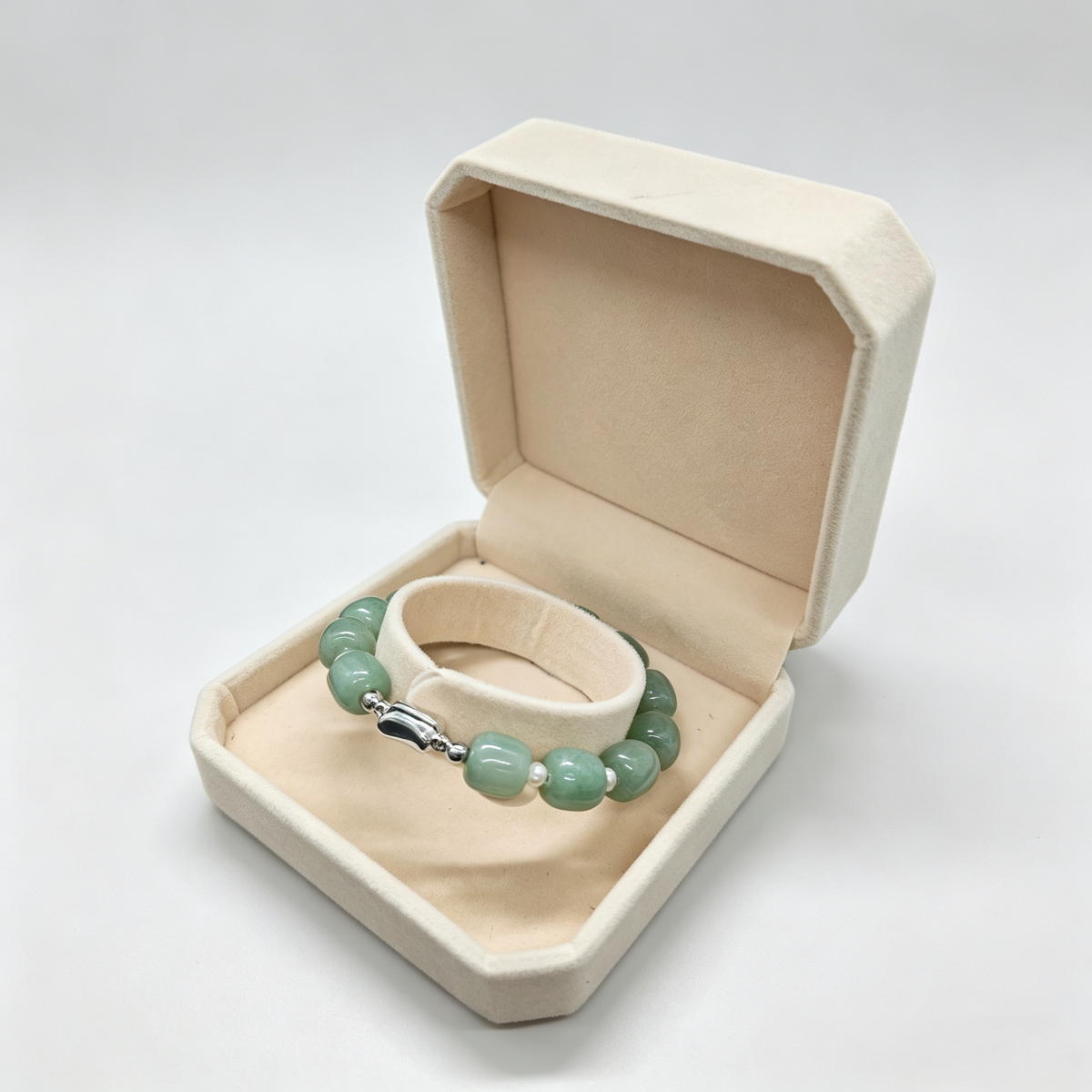 Simple Aventurine Freshwater Pearl & Crystal Magnet Bracelet