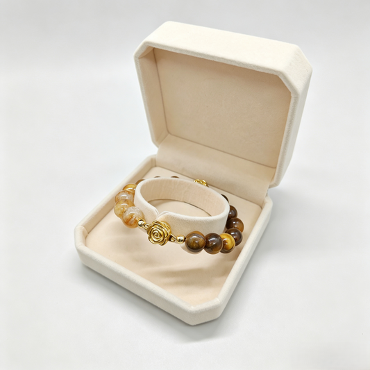 Jiowel Mix & Mag Hematoid Quartz & Golden Tiger Eye Bracelet