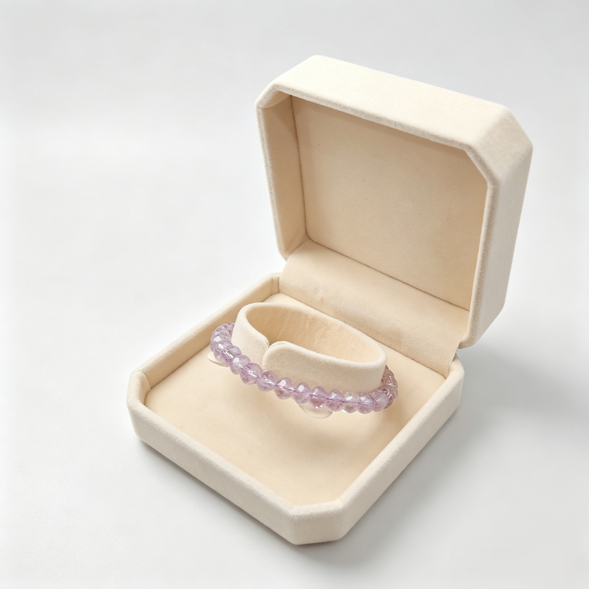 Hi‑BLING Natural Lavender Amethyst Crystal Bracelet | Faceted round beads
