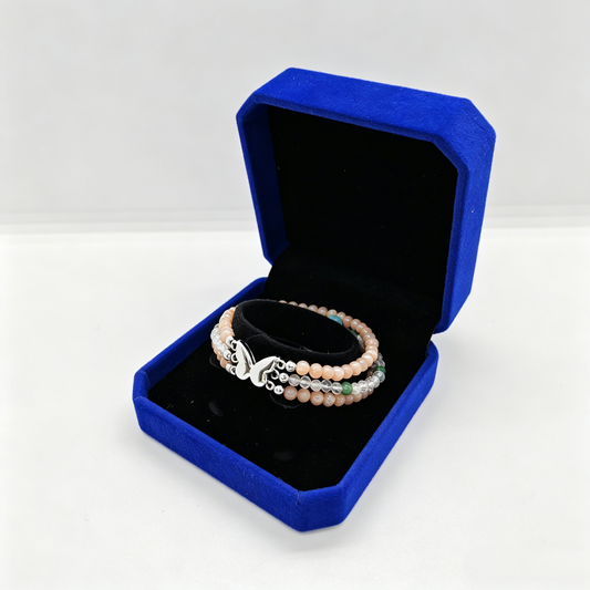 Elegance Peach Moonstone & Clear Quartz Magnet Bracelet
