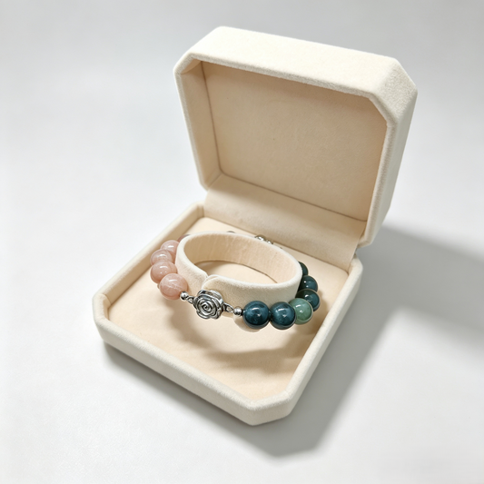 Jiowel Mix & Mag Peach Moonstone & Moss Agate Bracelet