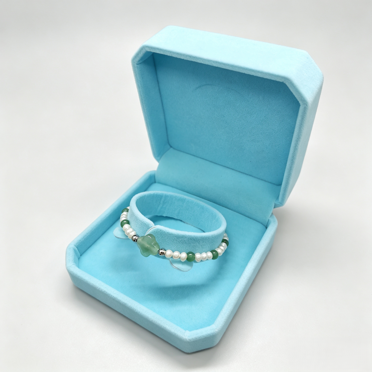 Simple Freshwater Pearl & Aventurine Crystal Magnet Bracelet