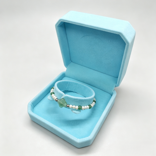 Simple Freshwater Pearl & Aventurine Crystal Magnet Bracelet