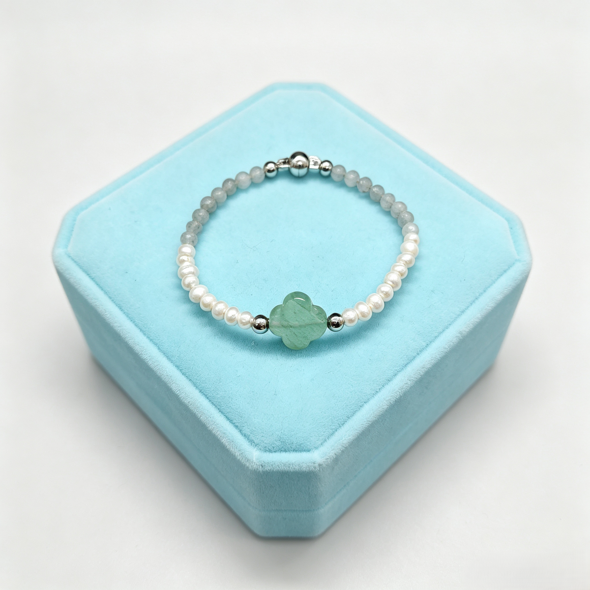 Simple Freshwater Pearl & Aventurine & Labradorite Crystal Magnet Bracelet