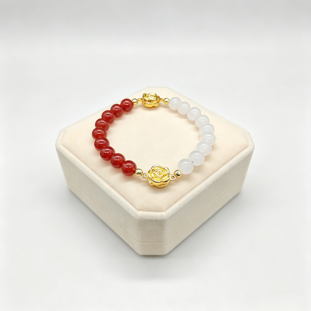 Jiowel Mix & Mag Carnelian + White Agate Bracelet