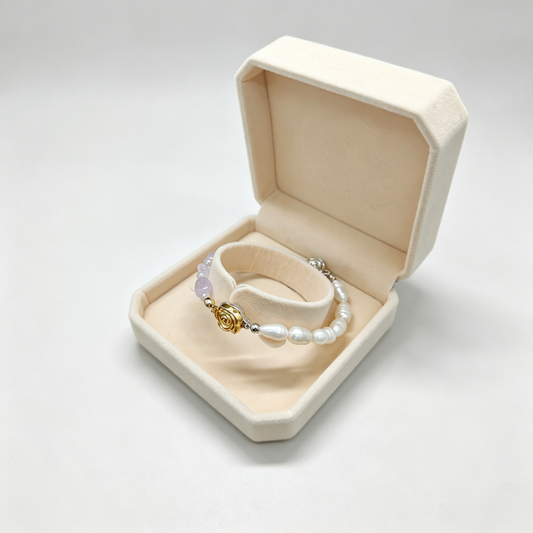 Jiowel Mix & Mag Amethyst + Freshwater Pearl Natural Raw Stone Bracelet