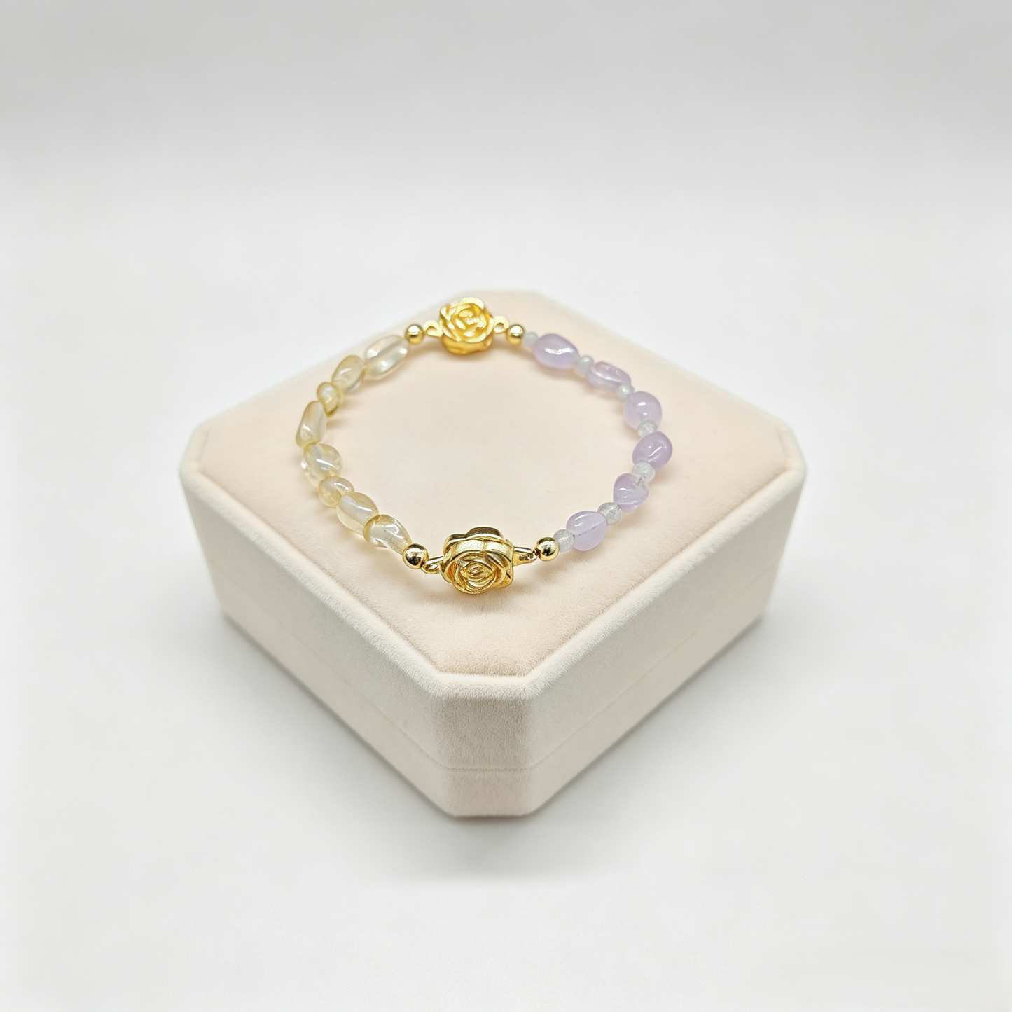 Jiowel Mix & Mag Amethyst + Citrine Natural Raw Stone Bracelet